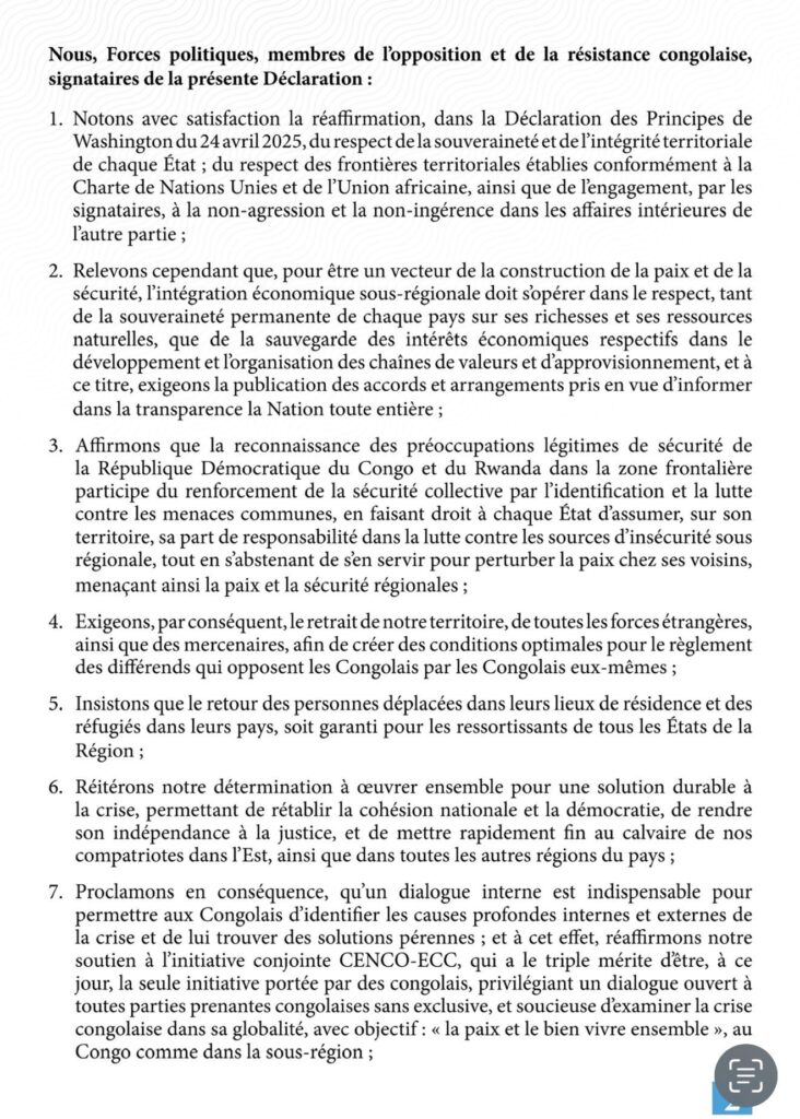 img-20250501-wa03193863266046350853934-732x1024 Crise sécuritaire à l’Est : l’opposition congolaise exige le retrait des forces étrangères et appelle à un dialogue national inclusif