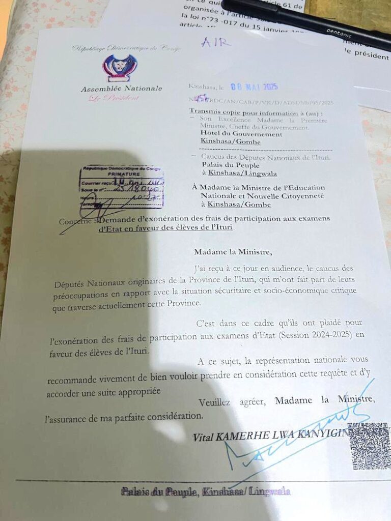 img-20250515-wa004724404343879029028219-768x1024 RDC : l’Assemblée nationale plaide pour l’exonération des frais d’examen d’Etat en Ituri