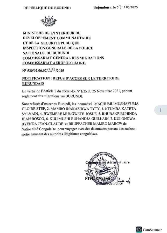 img-20250520-wa00032452712439051225153 Crise migratoire : le Burundi bloque l’entrée à des Congolais munis de documents émis par l’AFC/M23