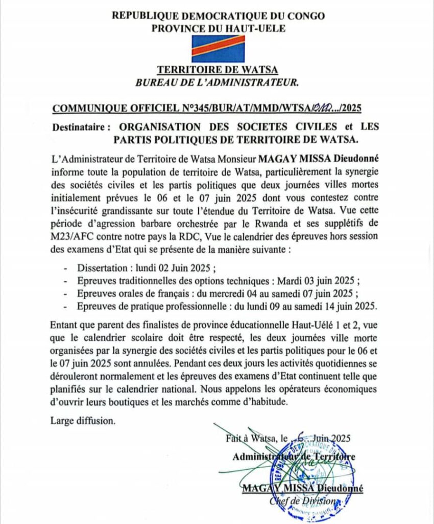 img-20250605-wa0195504032598535734765-850x1024 Watsa : l’administrateur du territoire interdit les deux journées "ville morte" décrétées par la Synergie de la société civile