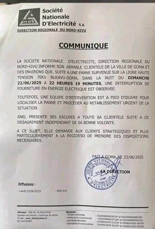img-20250623-wa00964169801990133390131 Goma : les abonnés de la SNEL de nouveau plongés dans le noir sur la ligne Bukavu-Goma