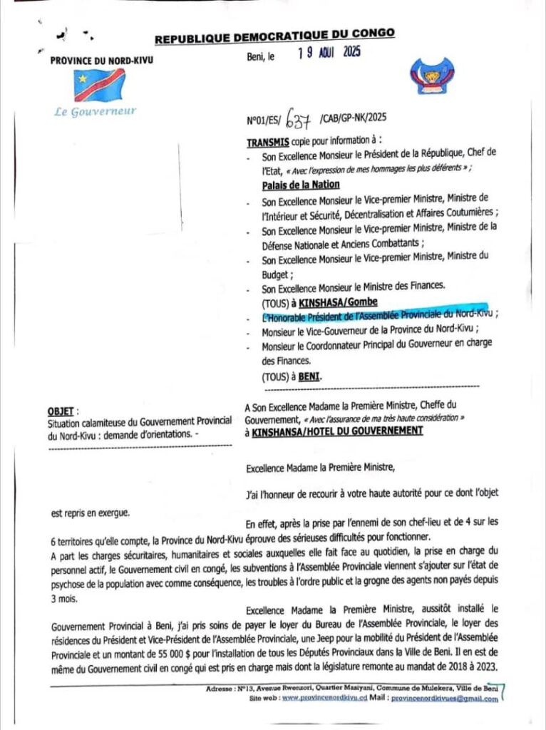 img-20250825-wa00397850444591118839682-766x1024 Nord-Kivu : le Gouverneur sollicite des orientations face à la situation calamiteuse de la province