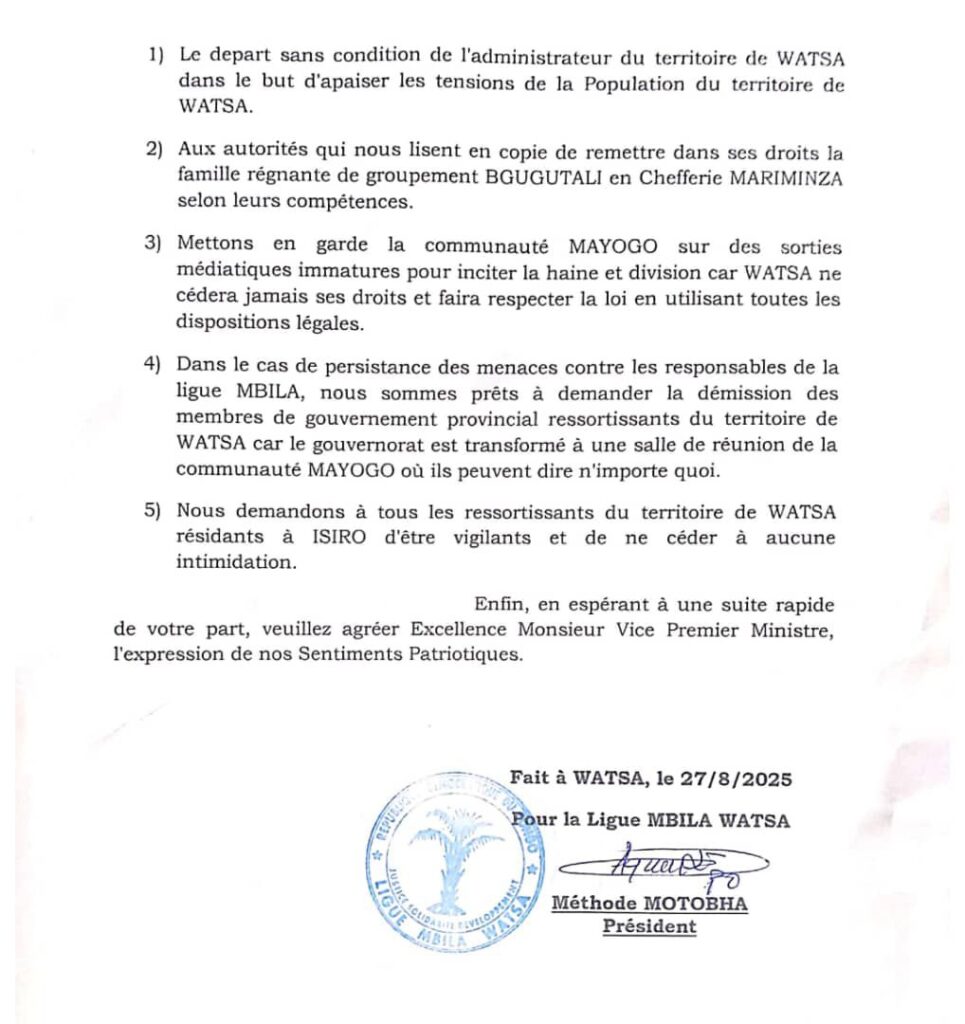 img-20250828-wa023215490672444066227907-965x1024 Haut-Uele/Watsa : la Ligue MBILA s’indigne des propos « immatures » de la communauté Mayogo et demande la mutation de l’administrateur du territoire Magayi Missa Dieudonné(Déclaration)