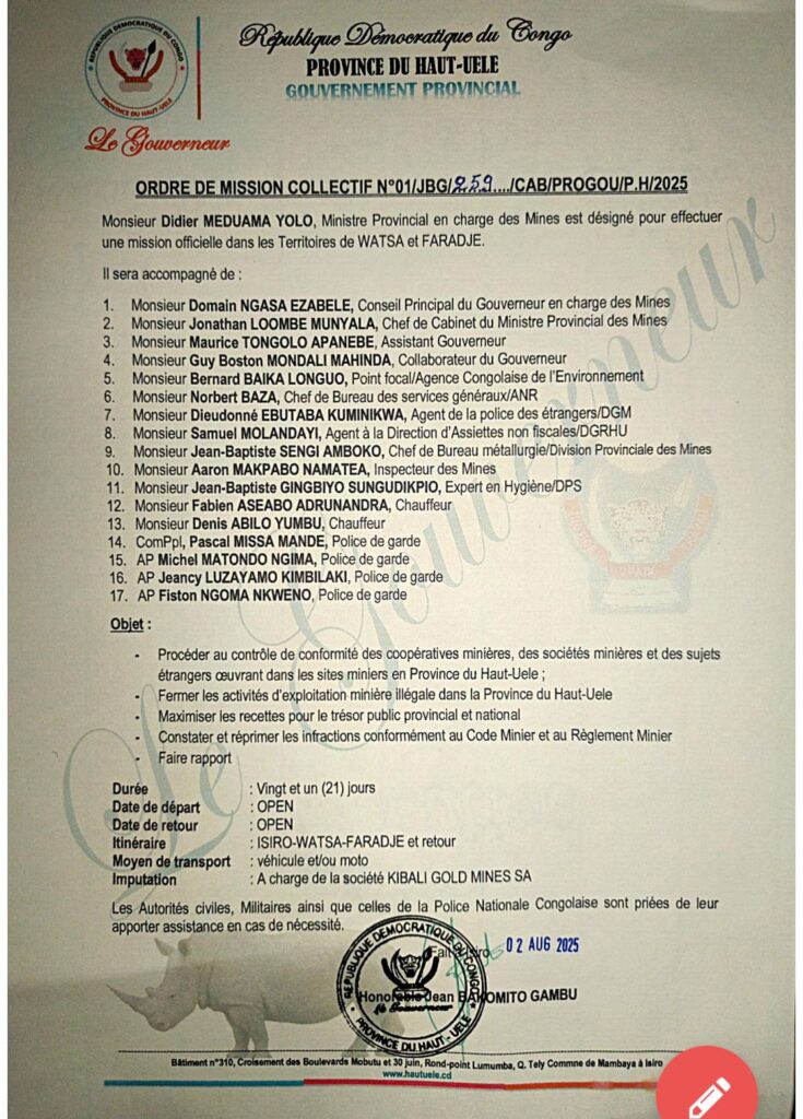 screenshot_20250814-0937434629131136828954189-735x1024 Haut-Uele : la synergie de la société civile et les fédérations des exploitants artisanaux unis de l’or de Watsa et Faradje dénoncent un “mariage incestueux” entre le gouvernement provincial et Kibali Gold Mine (Déclaration)