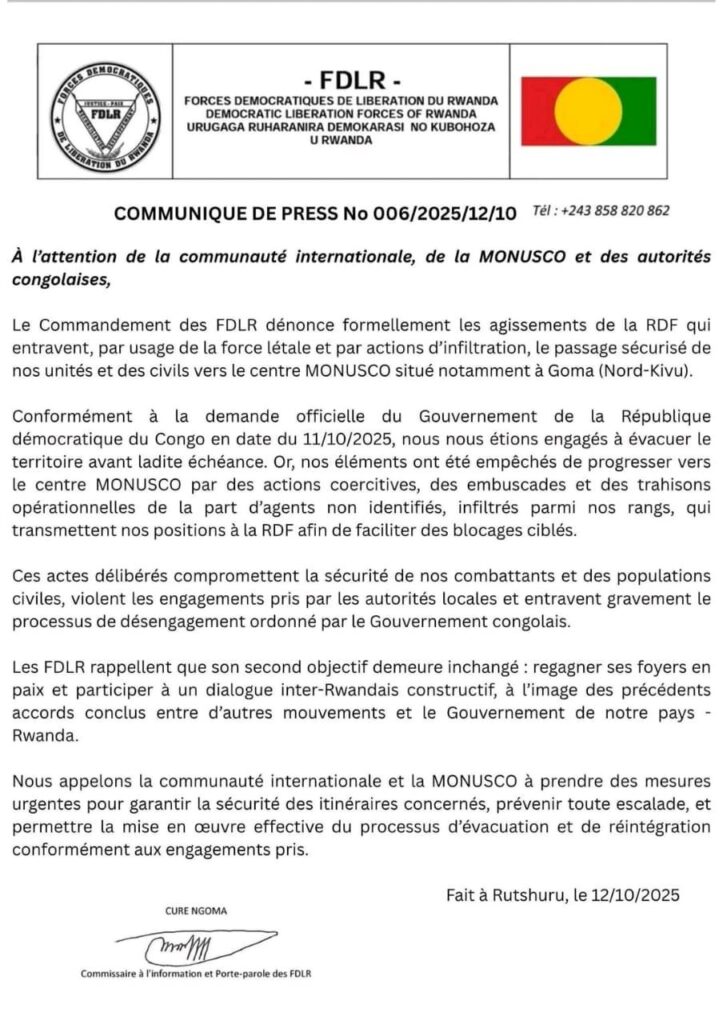 img-20251014-wa01647870505948642262955-723x1024 Processus de paix : les FDLR prêtes à se désarmer et à rentrer au Rwanda, mais dénoncent le blocage de la RDF