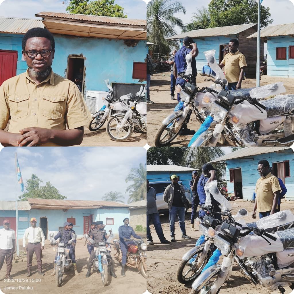 img-20251029-wa02057069878971973375174 Watsa : le Chef de secteur de Gombari équipe la police de deux motos pour renforcer la sécurité locale