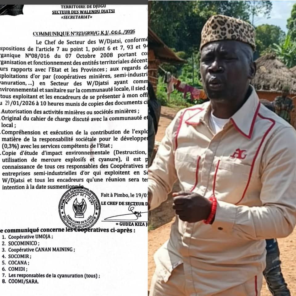 img-20260121-wa00741061676209937437558 Ituri : les coopératives minières œuvrant en secteur des  Walendu Djatsi convoquées  par le chef du secteur