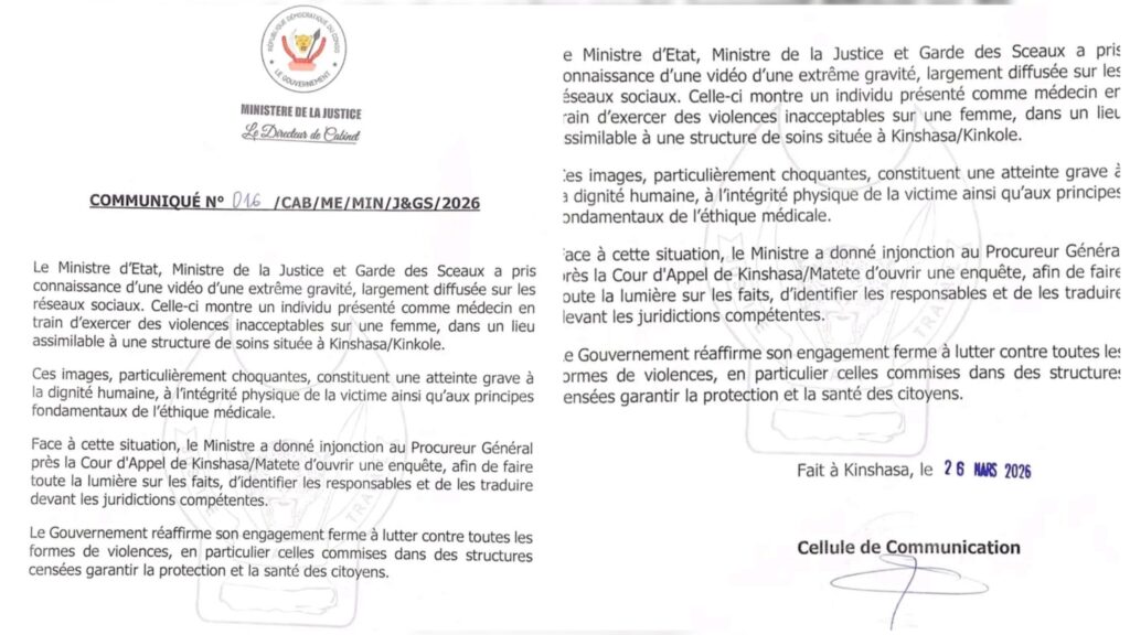 incollage_20260326_2110532516621248325003473757-1024x576 Kinshasa : une vidéo de violences dans un centre de santé à Kinkole choque, le Gouvernement ordonne une enquête