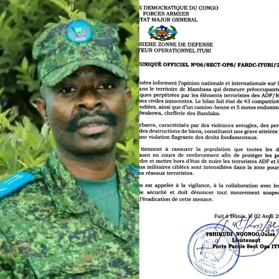 img-20260403-wa02169125403974140879773 Mambasa : l’armée annonce un lourd bilan de 43 morts après des attaques des ADF/MTM